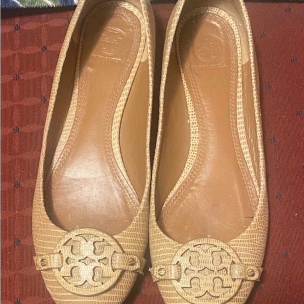 Tory Burch Gold Textured Loafers